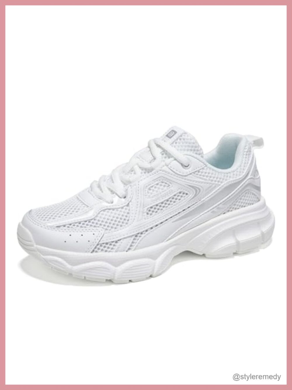 Chunky Fashion Sneakers Platform Leather Mesh Lace-Up Walking Gym Shoes